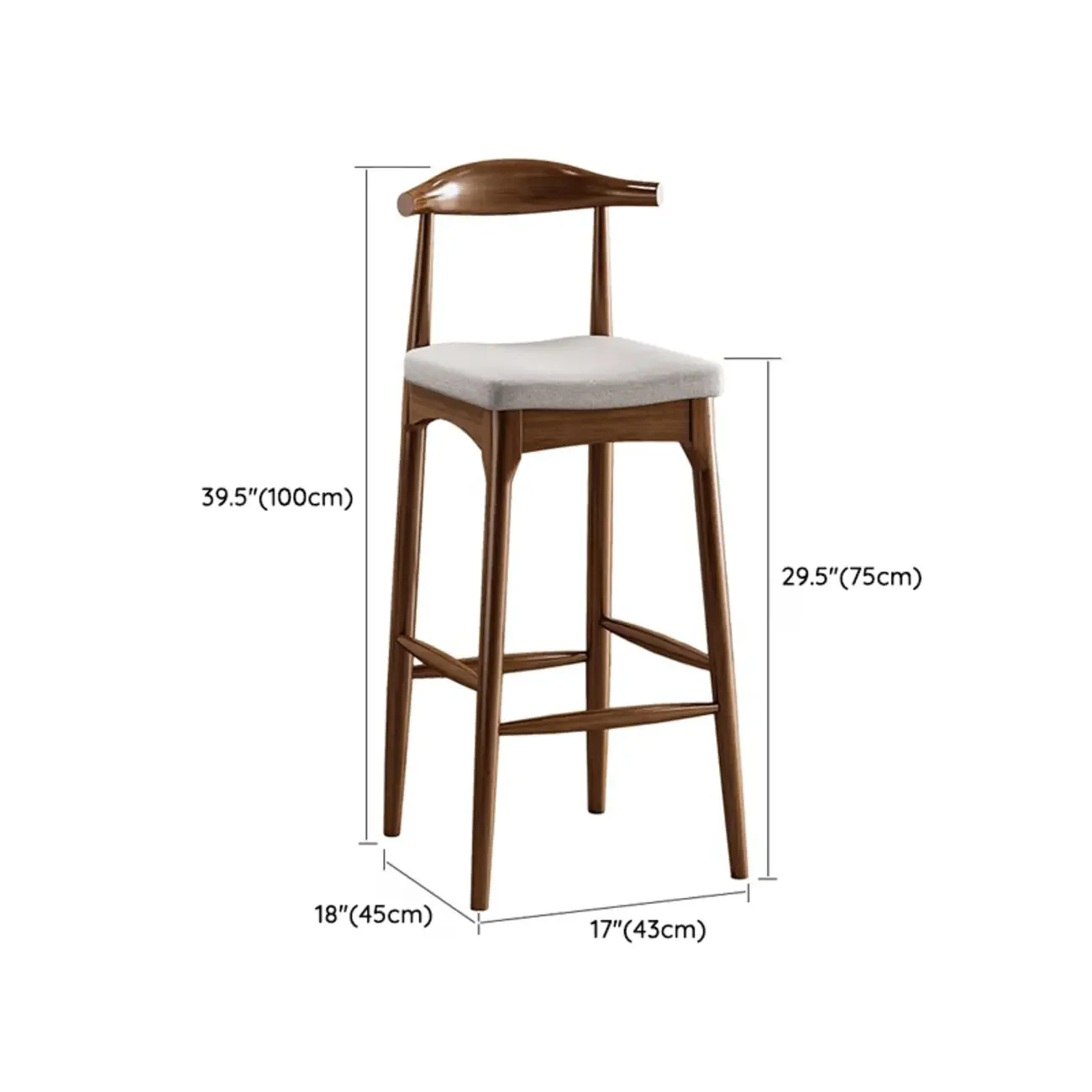 Modern Pine Wood Bar Set with Upholstered Chairs