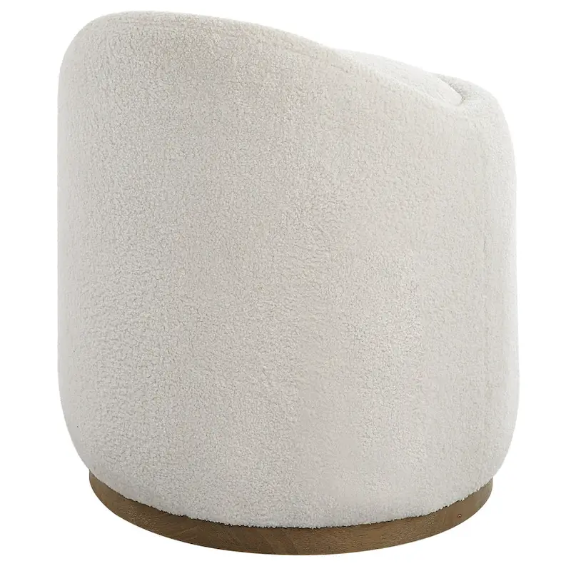 Upholstered Fluffy Swivel Pouf Ottoman - 24 - White and Brown
