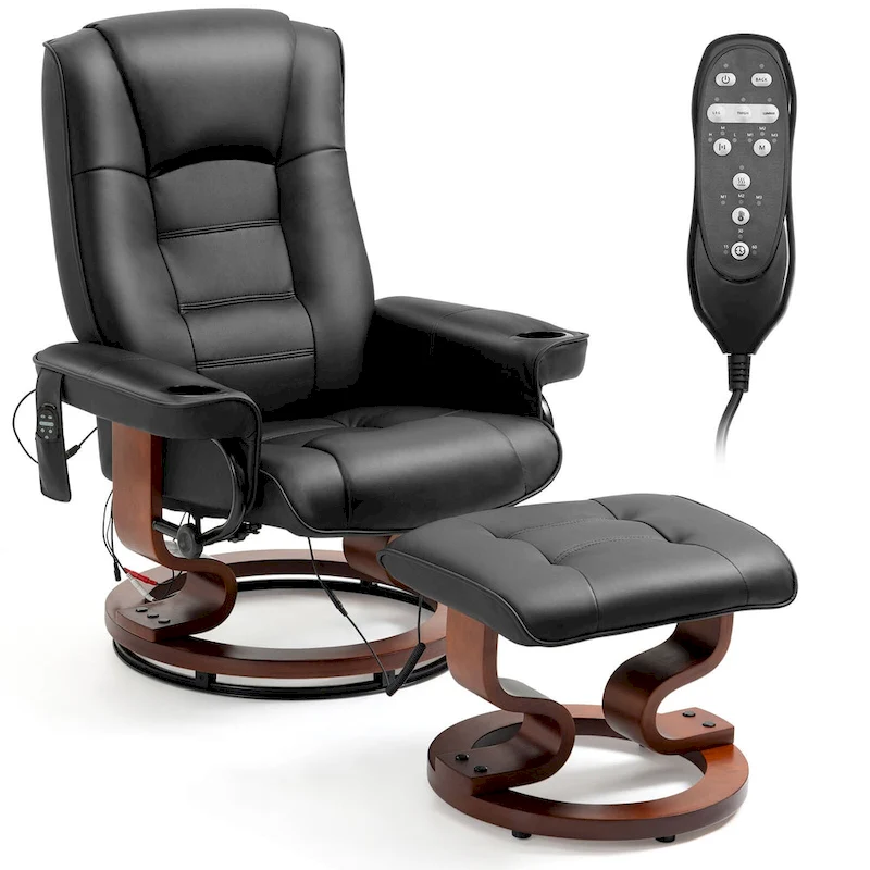 AVAWING Recliner Chair with Ottoman Vibration Massage Swivel