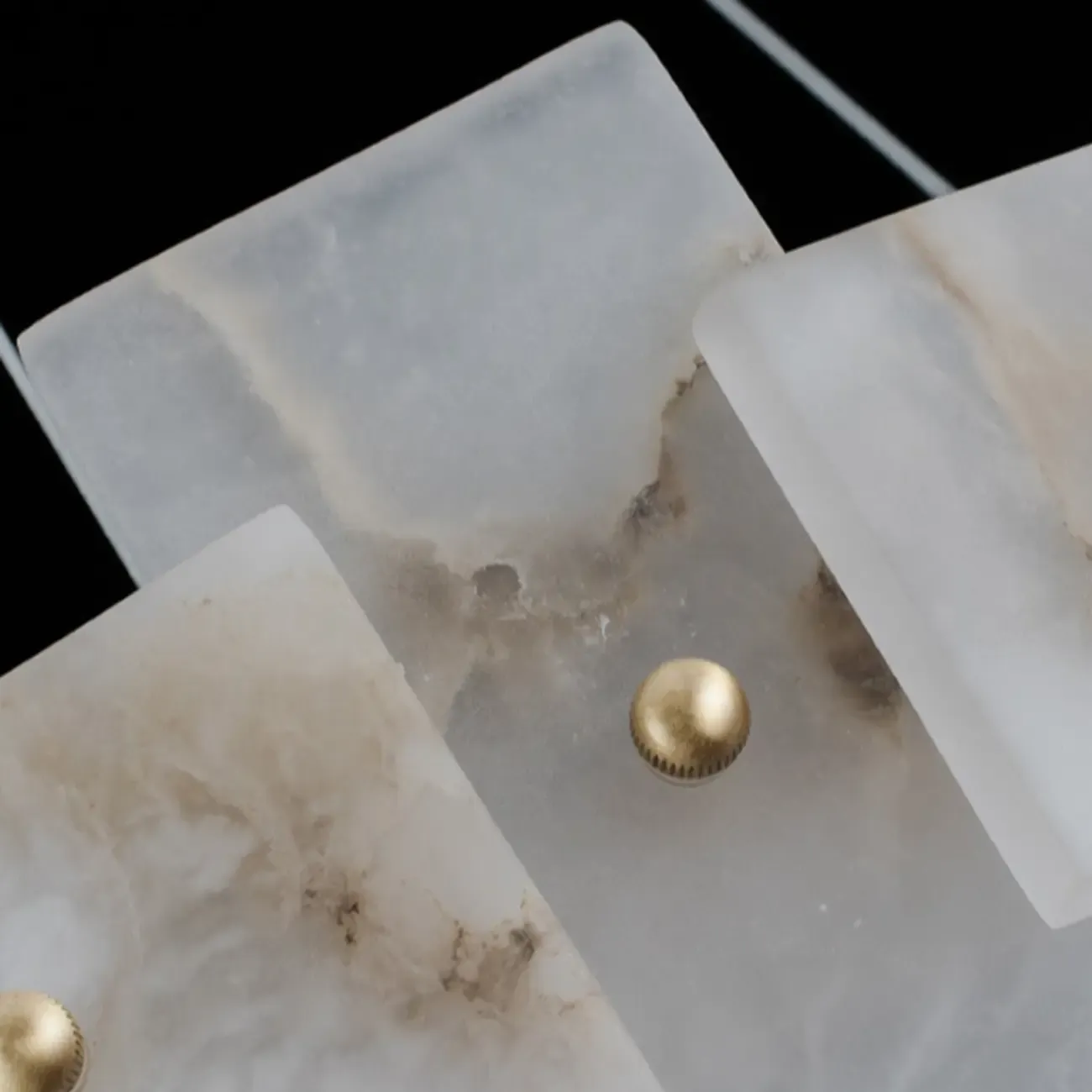 Geometric Gold-White 1-Tier Stone LED Chandelier