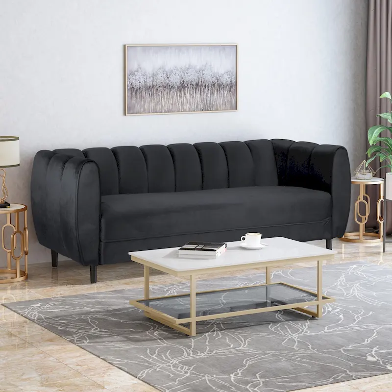 Bobran Modern Velvet 3-seat Sofa by Christopher Knight Home - 30.00 D x 83.25 W x 30.25 H