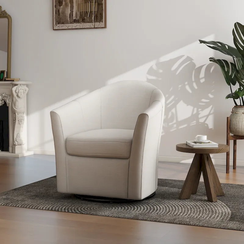 Swivel Accent Chair with Metal Base - 30.7W x 29.9H x 27.5D