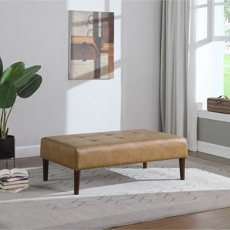 HomePop Tufted Coffee Table Ottoman - Full Leather