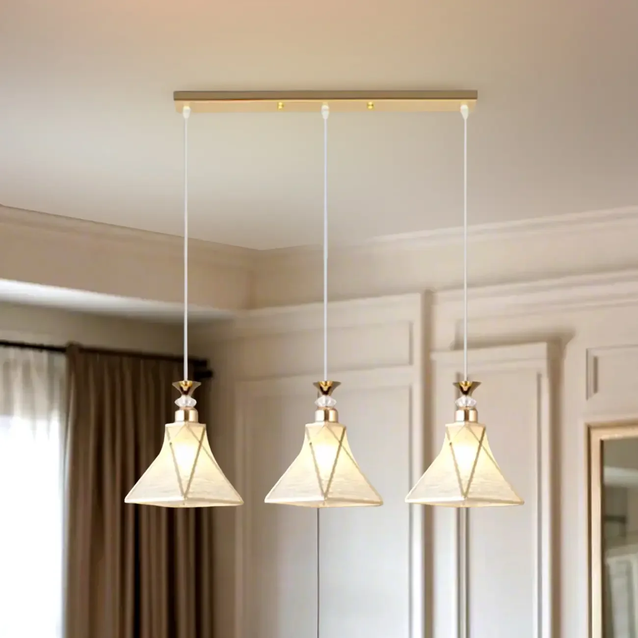 3 Lights Tapered Shape Plastic Modern Adjustable Height Light