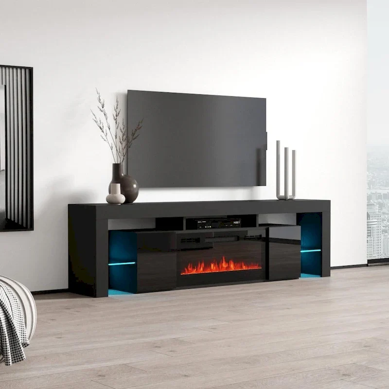 Soleo BL-EF Electric Fireplace 79 TV Stand