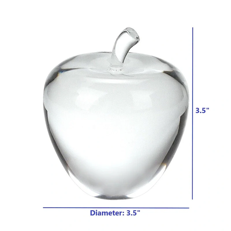HomeRoots 4  Clear Crystal Apple Paperweight Tabletop Sculpture