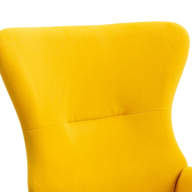 Yellow Modern 33.1 High Back Upholstered Rocking Chair with Rubber Wood Legs and Metal Frame