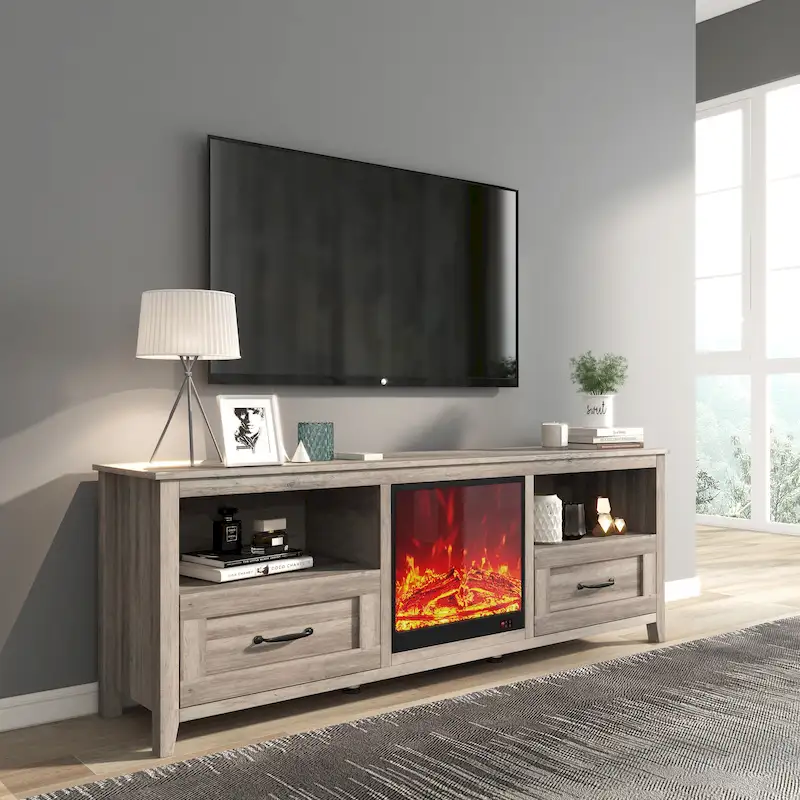 WESOME 70 Fireplace TV Stand Entertainment Center with 18 Electric Fireplace