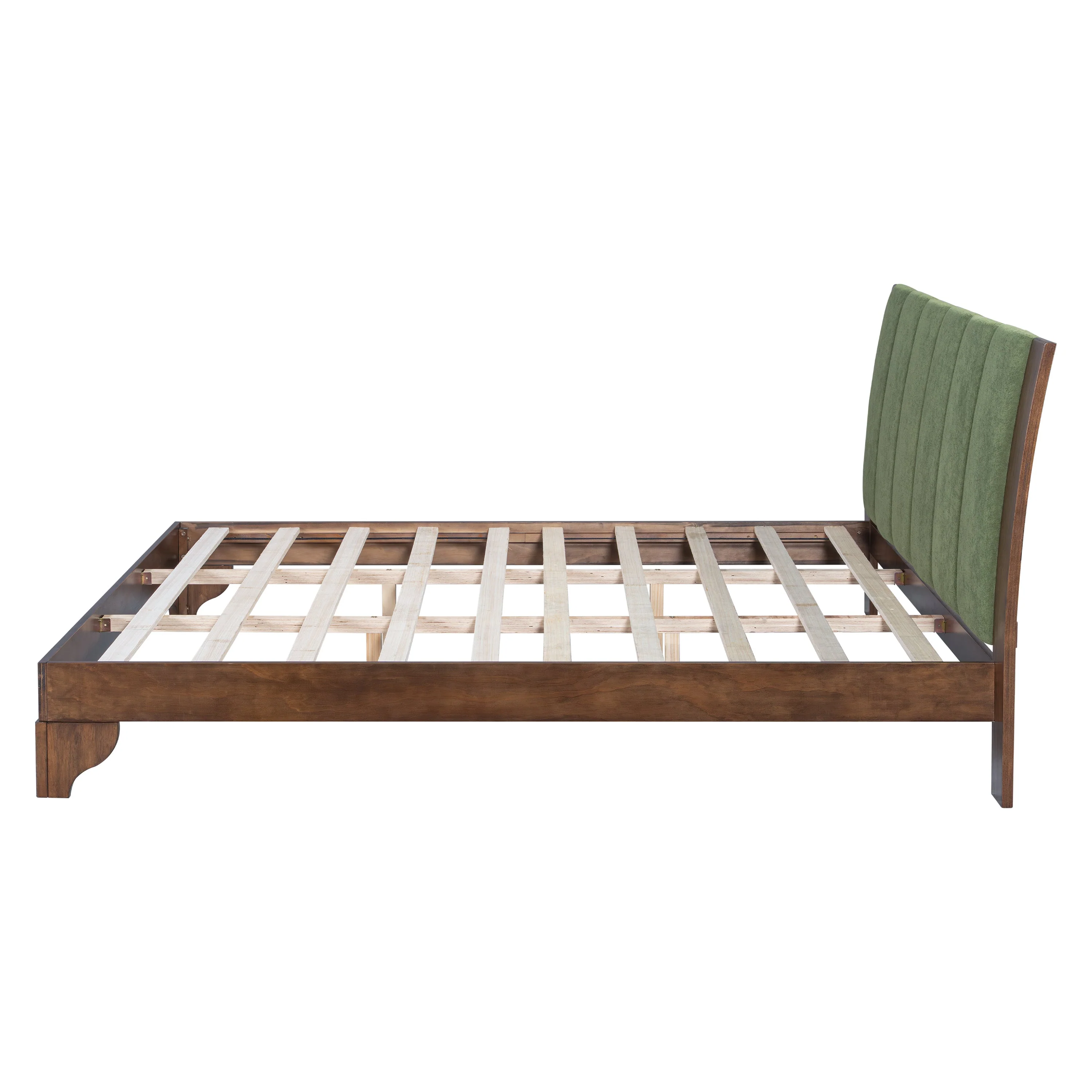 Mid Century Modern Wood and Upholstered Bedframe