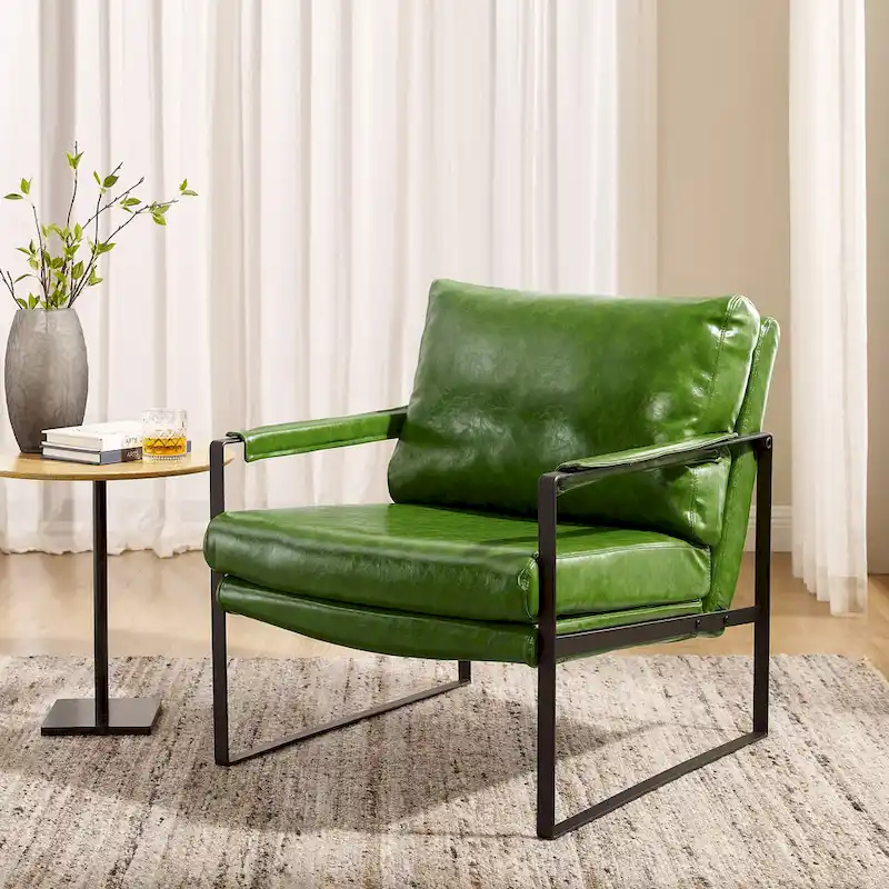 Art Leon Modern PU Leather Upholstered Arm Chair with Steel Frame