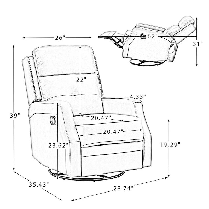 Beatriz Living Room Recliner Set Of 2 with Metal Base
