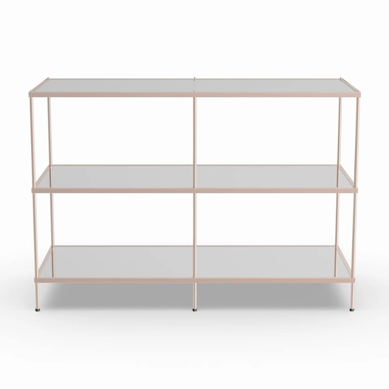 SEI Furniture Grant Modern Metal Console Table with Glass Top and Shelves