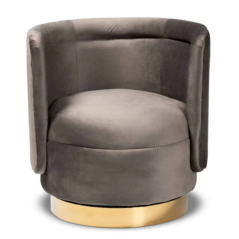 Saffi Glam and Luxe Upholstered Swivel Accent Chair