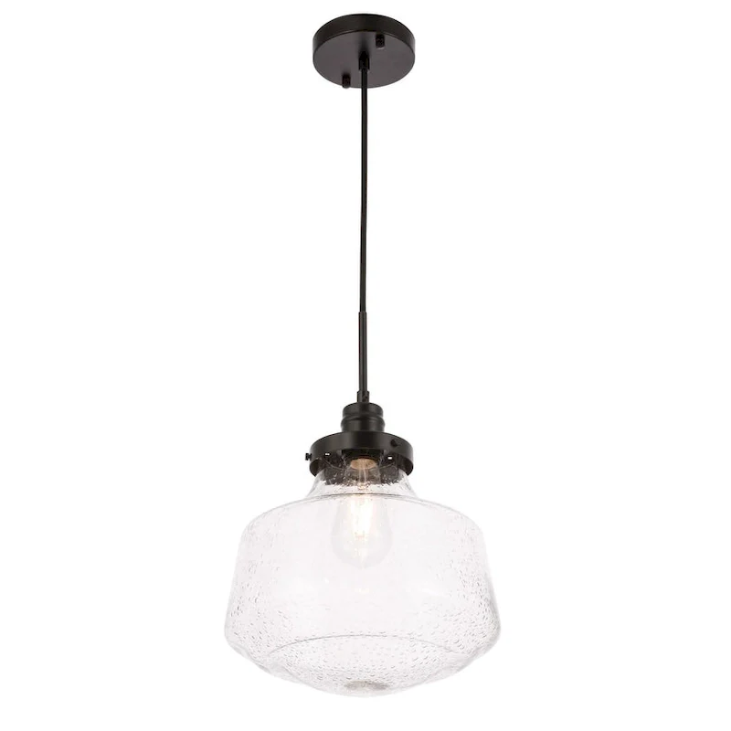 Klyli 11-inch 1-light Clear Seeded Glass Hanging Pendant