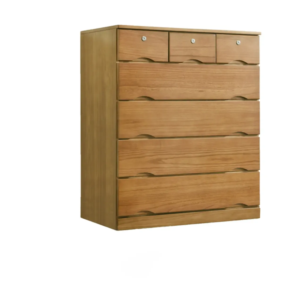Natural Wood Double Dresser with Lockable Drawer