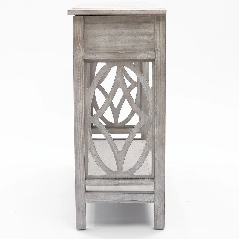 Grey Washed Wood 2-Drawer 1-Shelf Console and Entry Table - 32.7 H x 47.2 W x 13.8 D