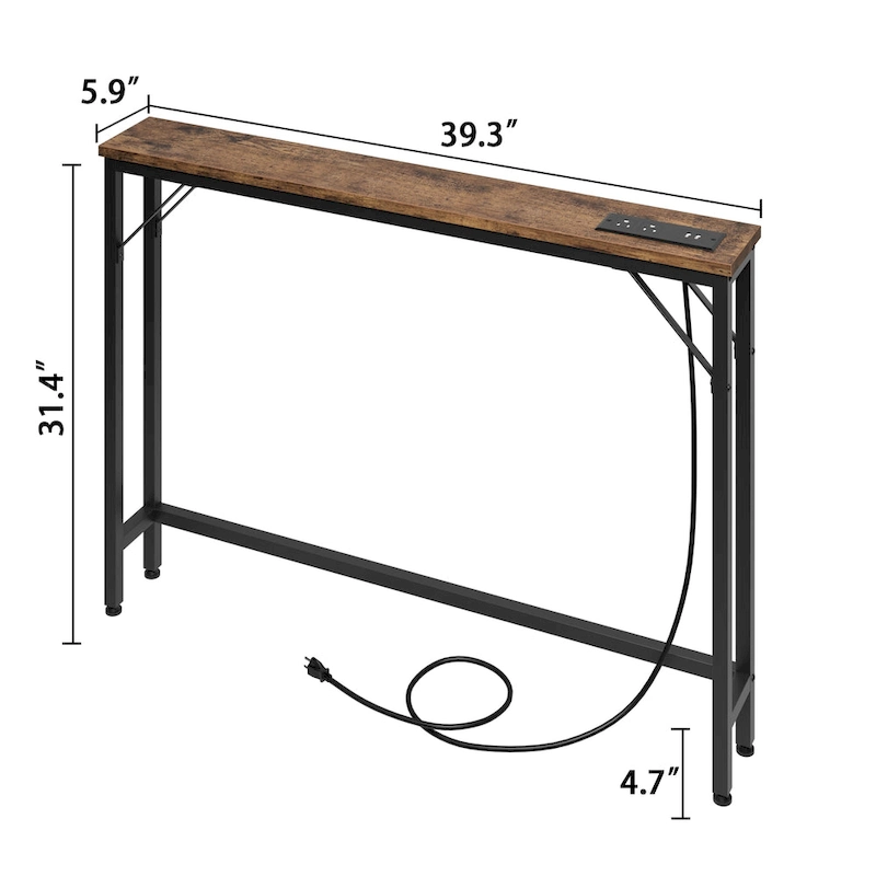 5.9 Narrow Sofa Table with Outlets