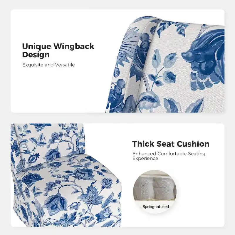 Falk Transitional Upholstered Slipper Chair with Slipcover and Solid Wood Legs Set of 2 by HULALA HOME