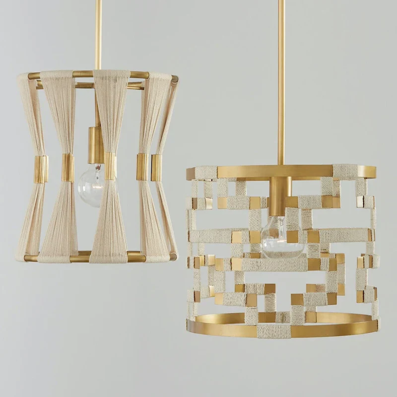 Hala 13.5  1-light Patinaed Brass/ Bleached Natural Jute Pendant