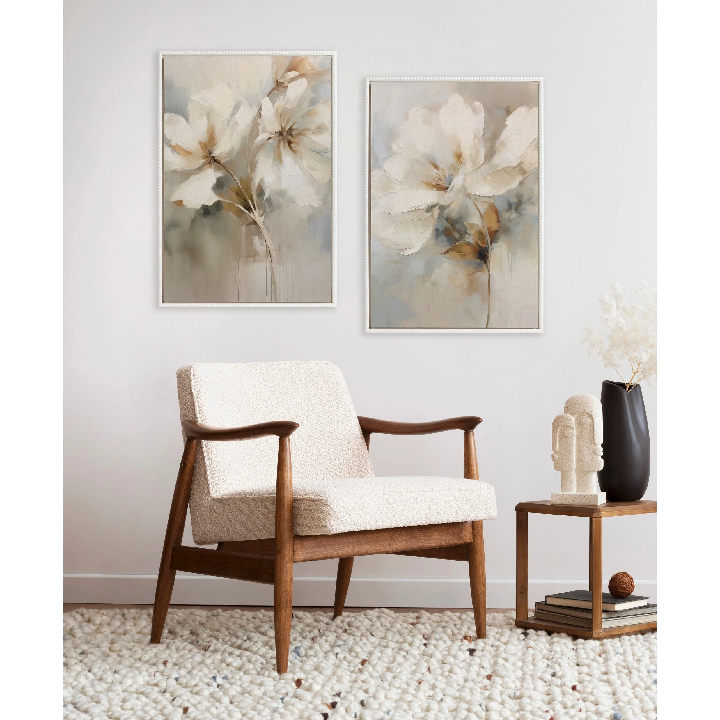 Kate and Laurel Sylvie Beaded Abstract Botanical Canvas