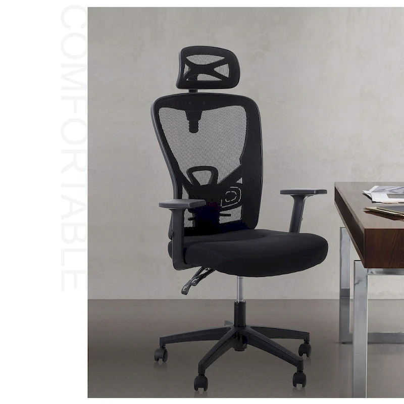 ALPHA HOME High Back Mesh Office Chair Adjustable Headrest, Armrest, Rolling Swivel Reclining Chair