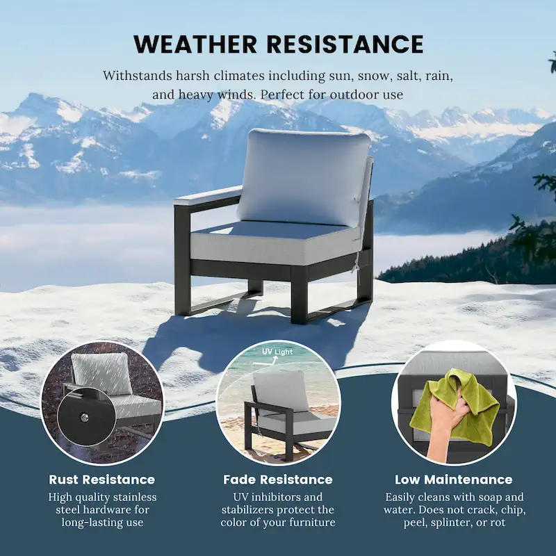 Polytrends Endless Patio 5-Piece Deep Seating Set with Ottoman with Gray Frame