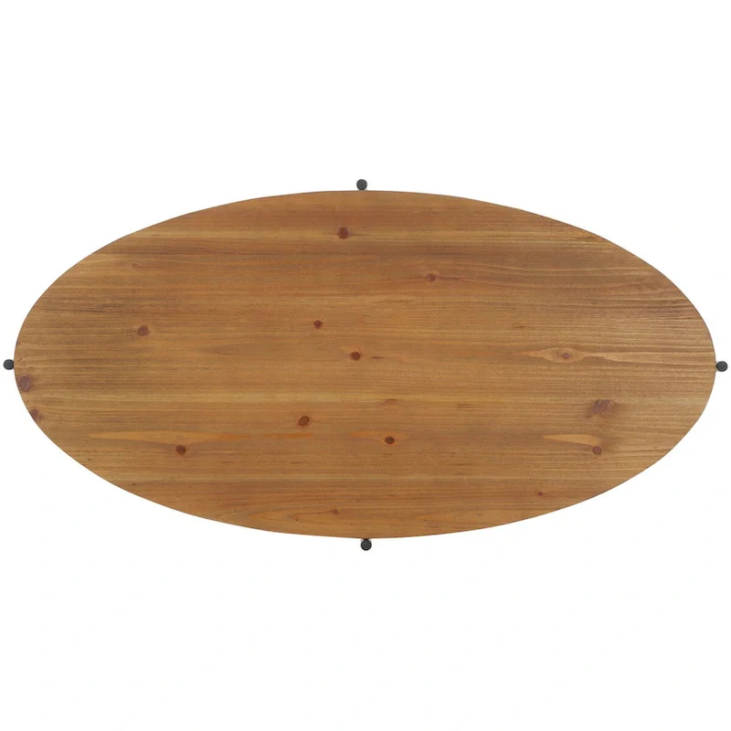 Oval Coffee Table with Fir Wood Top and Metal Base - 48.8