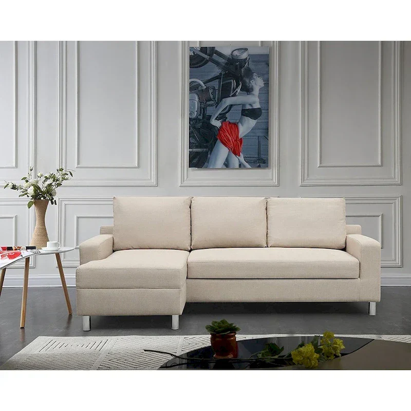 US Pride Furniture Hampton Left-side Facing Linen Sectional Sofa Bed