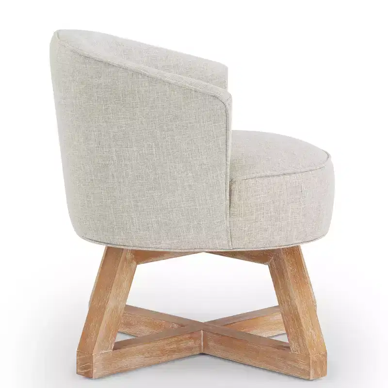 GDFStudio Glenn 360 Swivel Linen Upholstery Rubberwood Cross Base Chair