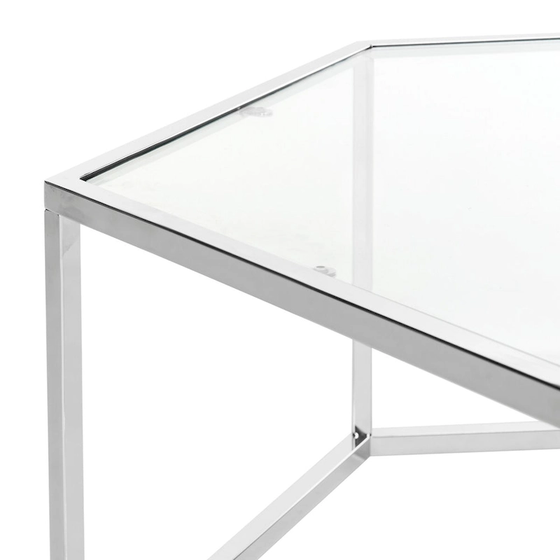SAFAVIEH Kaycee Glass Chrome Hexagon Coffee Table - 36.2 x 31.5 x 13.8 - 36Wx32Dx14H