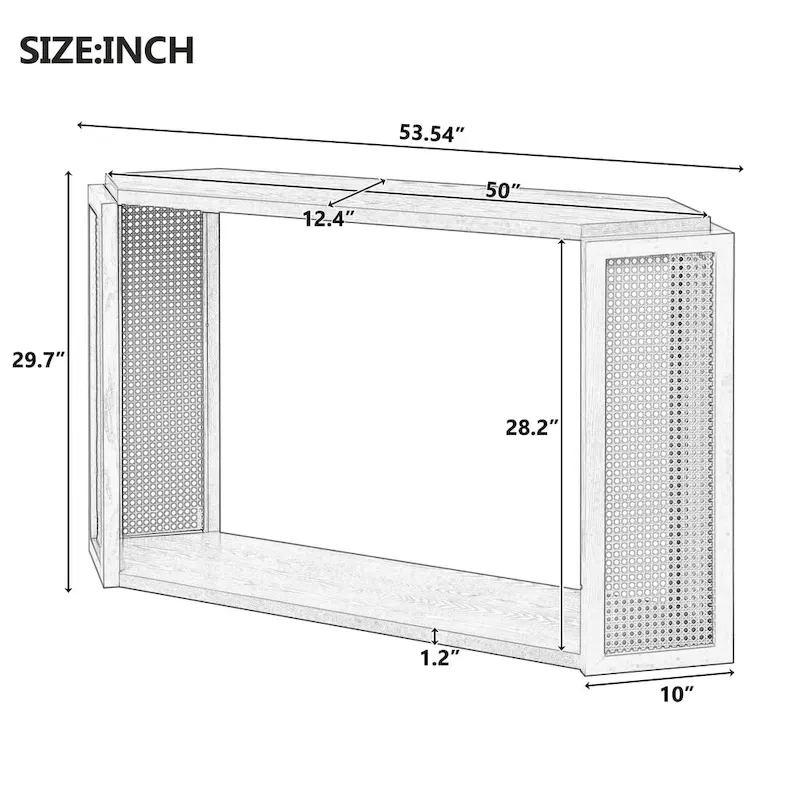 53 Arrow Console Table with Woven Rattan