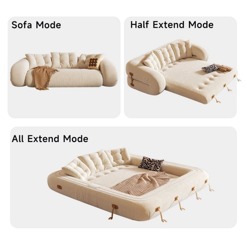 JASIWAY Modern Convertible Sleeper Sofa Chair Bed, White