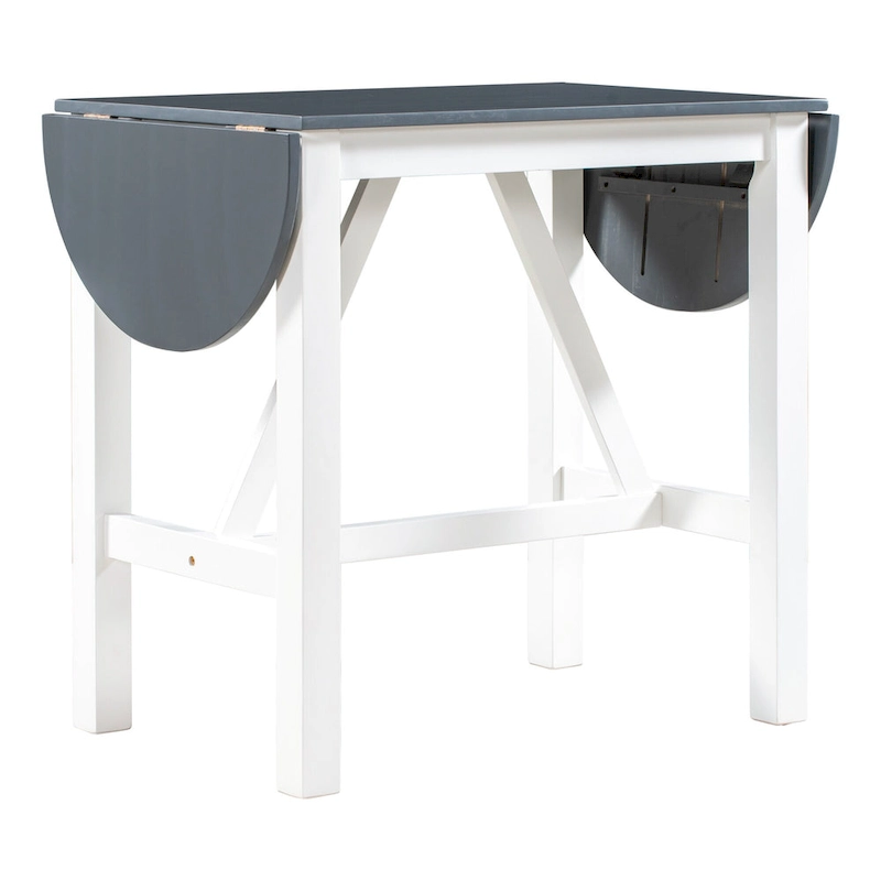 3-Piece Wooden Counter Height Dining Table Set with Drop Leaf Table & 2 Chairs