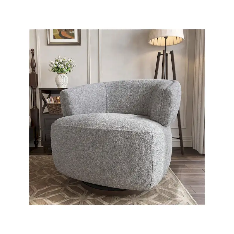 Fully Assembled Upholstered Swivel Barrel Chair