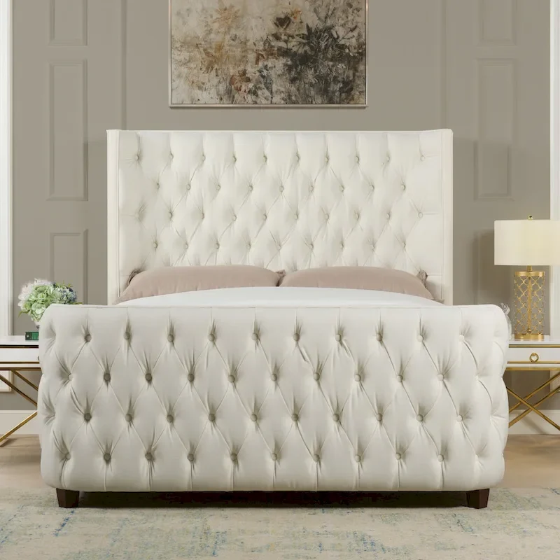 Chateau Fabric Upholstered Shelter Panel Bed Frame