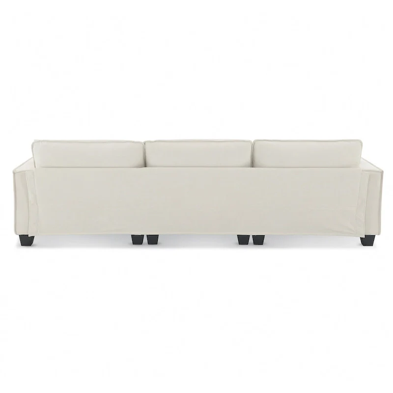 100 L-Shaped Convertible 4 Seater Sectional Sofa with Removable Ottoman and Matching Pillows, Suede Velvet Upholstery