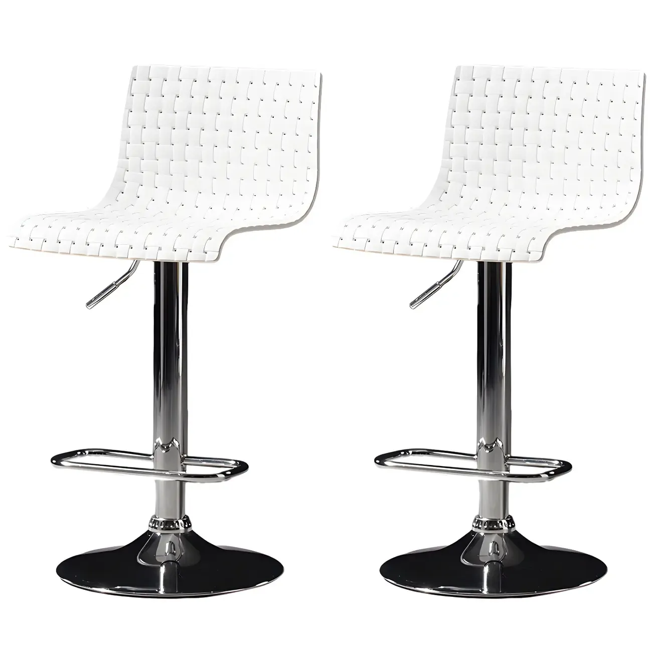 Modern Square Seat Plastic Rattan Adjustable Swivel Bar Stools