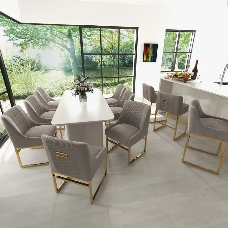 SEYNAR Contempoary Velvet Dining Chair with Metal Frame Legs, set of 8