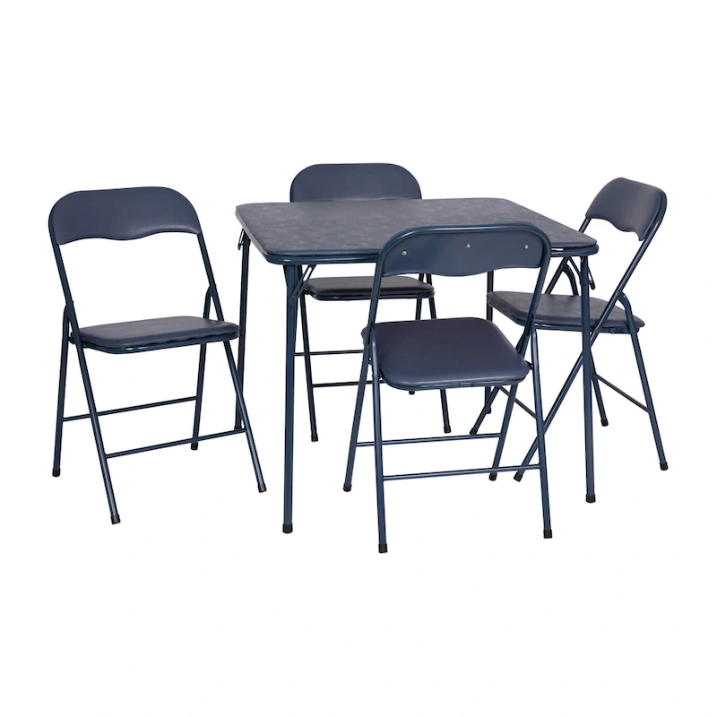 5 Piece Folding Card Table and Chair Set with Upholstered Table Top - 33.5W x 33.5D x 27.75H