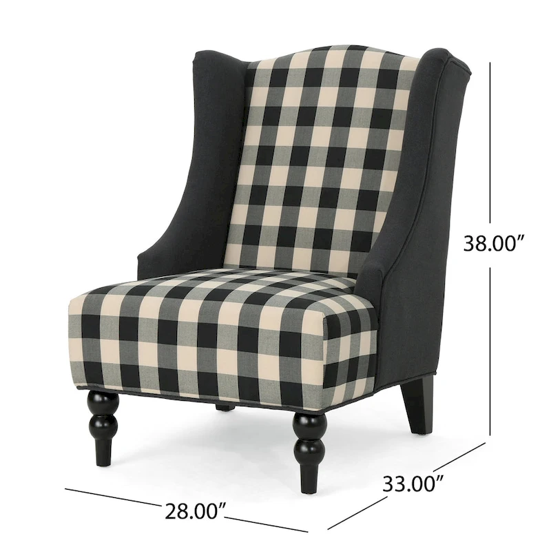 28 High-Back Upholstered Club Chair with Birch Legs