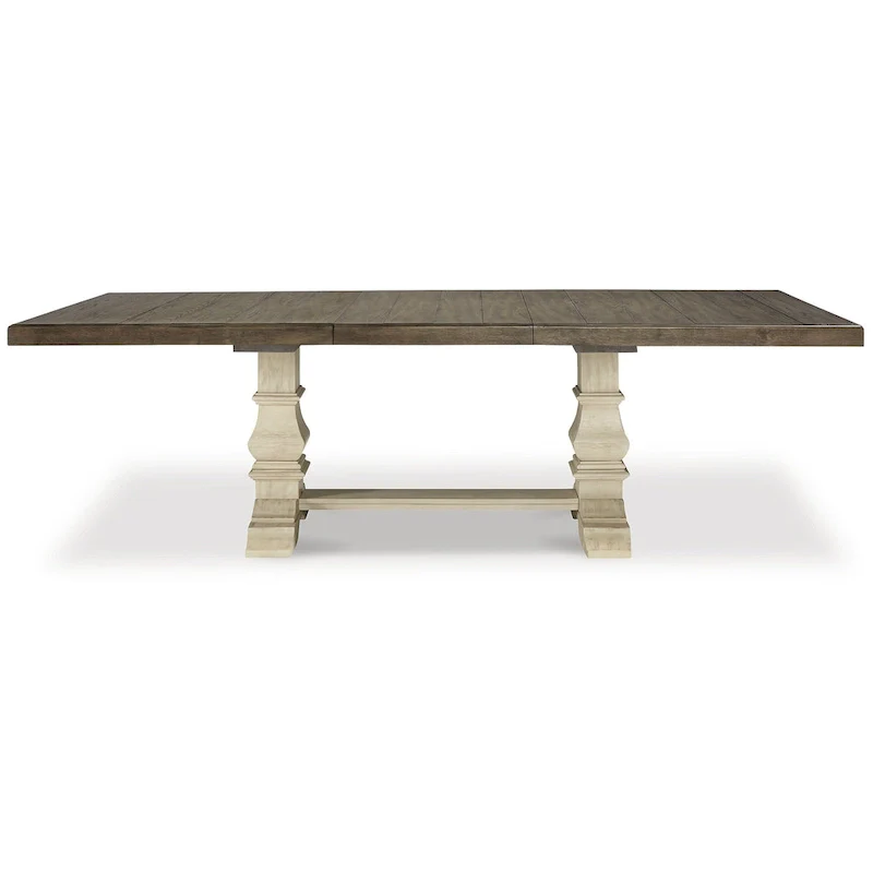Signature Design by Ashley Bolanburg Brown / Antique White Extension Dining Table - 48W x 103.25D x 28.25H