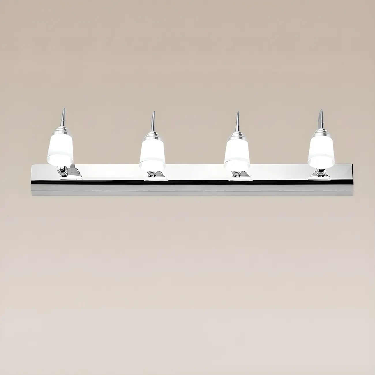 Modern Chrome LED Bathroom Vanity Light with White Shade