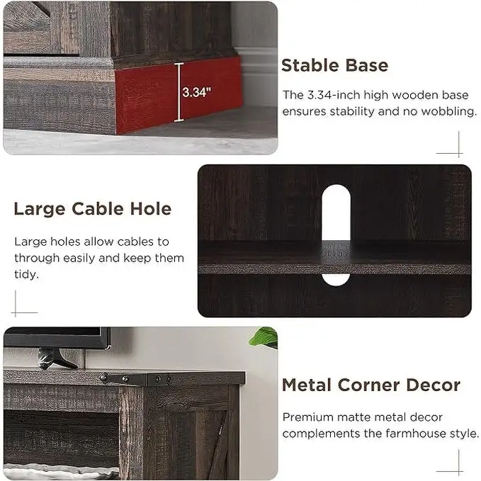 Farmhouse Fireplace TV Stand, Entertainment Center, Media Console