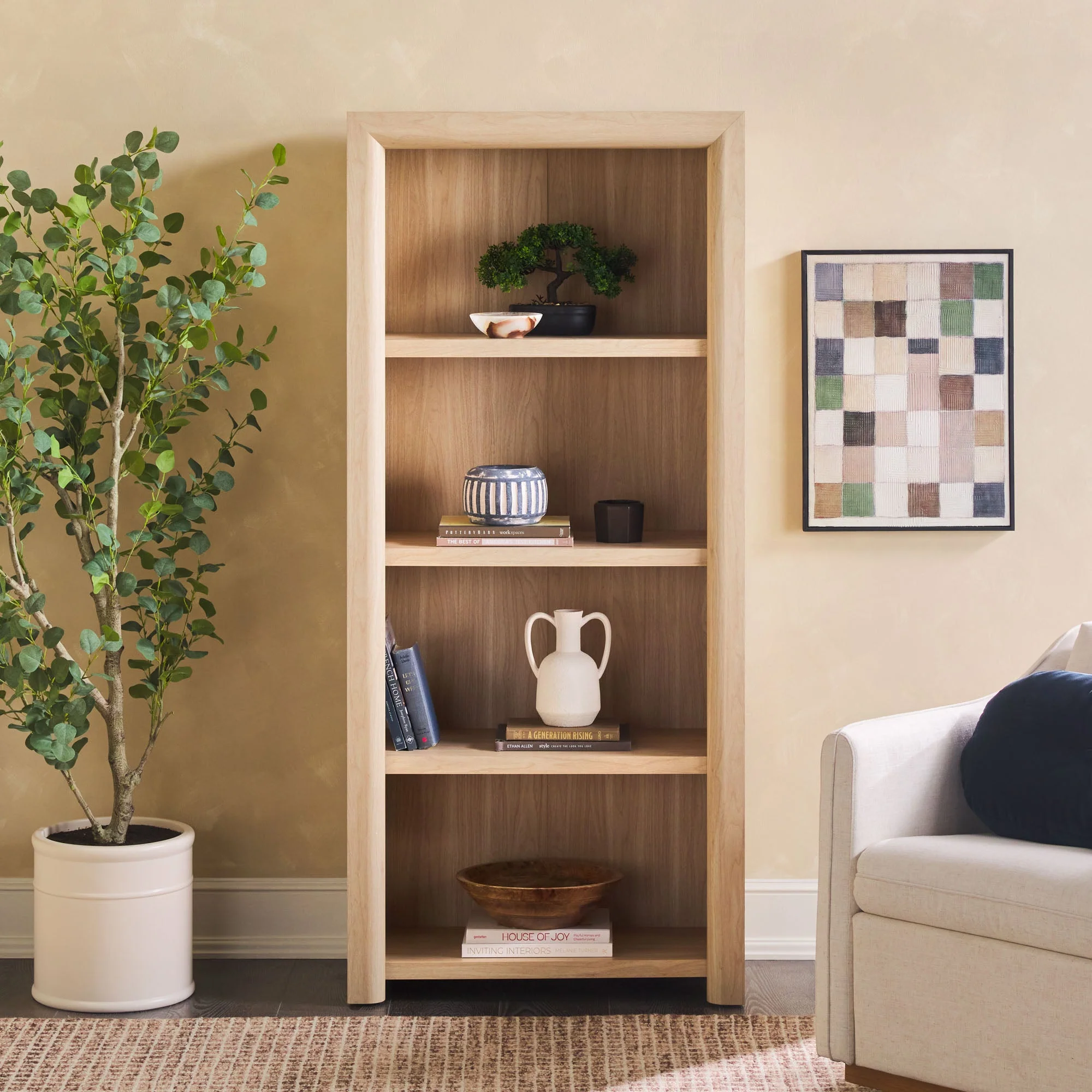 Amira Modern Wood Open Bookshelf
