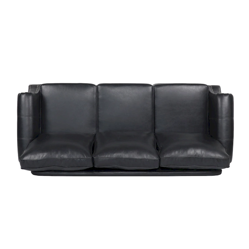 80 Modern Faux Leather 3-Seater Sofa with Birch Legs and Nailheads