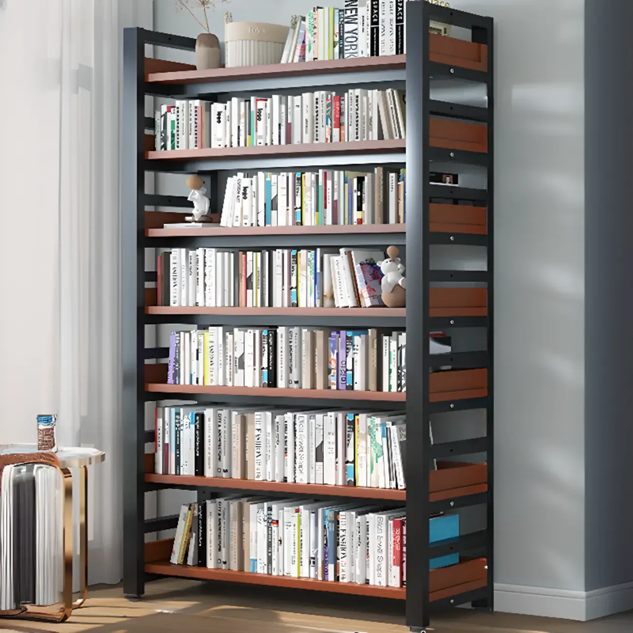 Modish Multi-Layer Open Back Wooden Tall Bookshelves