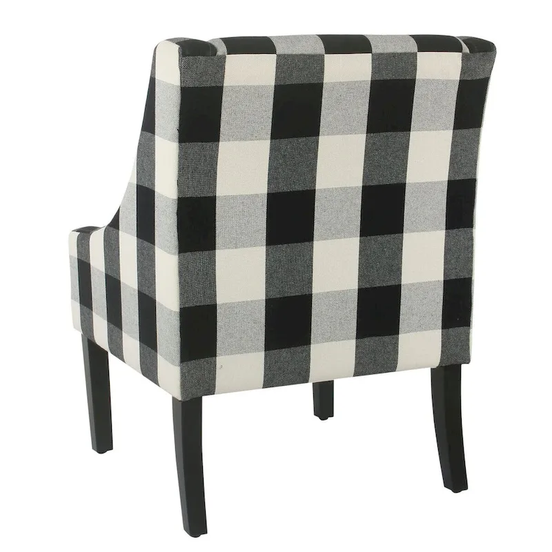 HomePop Modern Swoop Accent Chair - Black Plaid