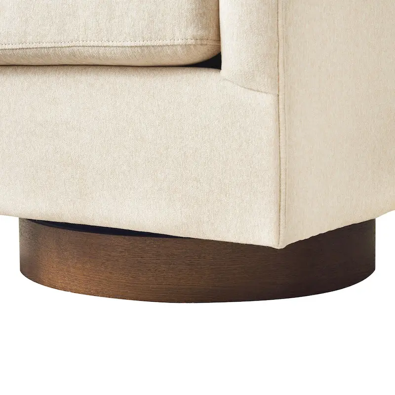 Modern Accent Chair Upholstered Fabric Living Room Swivel Barrel Armchair Wood Frame