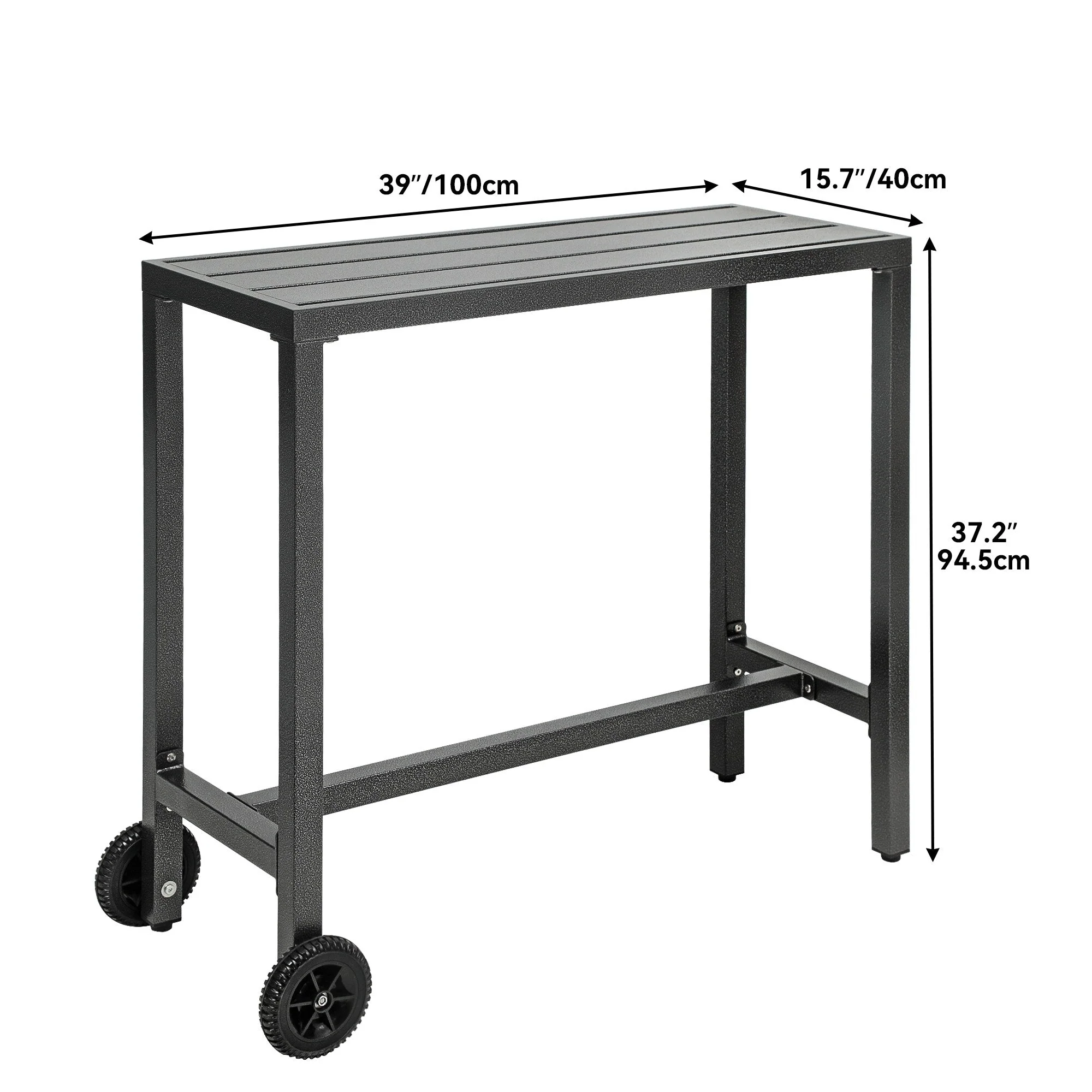 Moasis Patio Metal Counter Table Bar Table with Wheels
