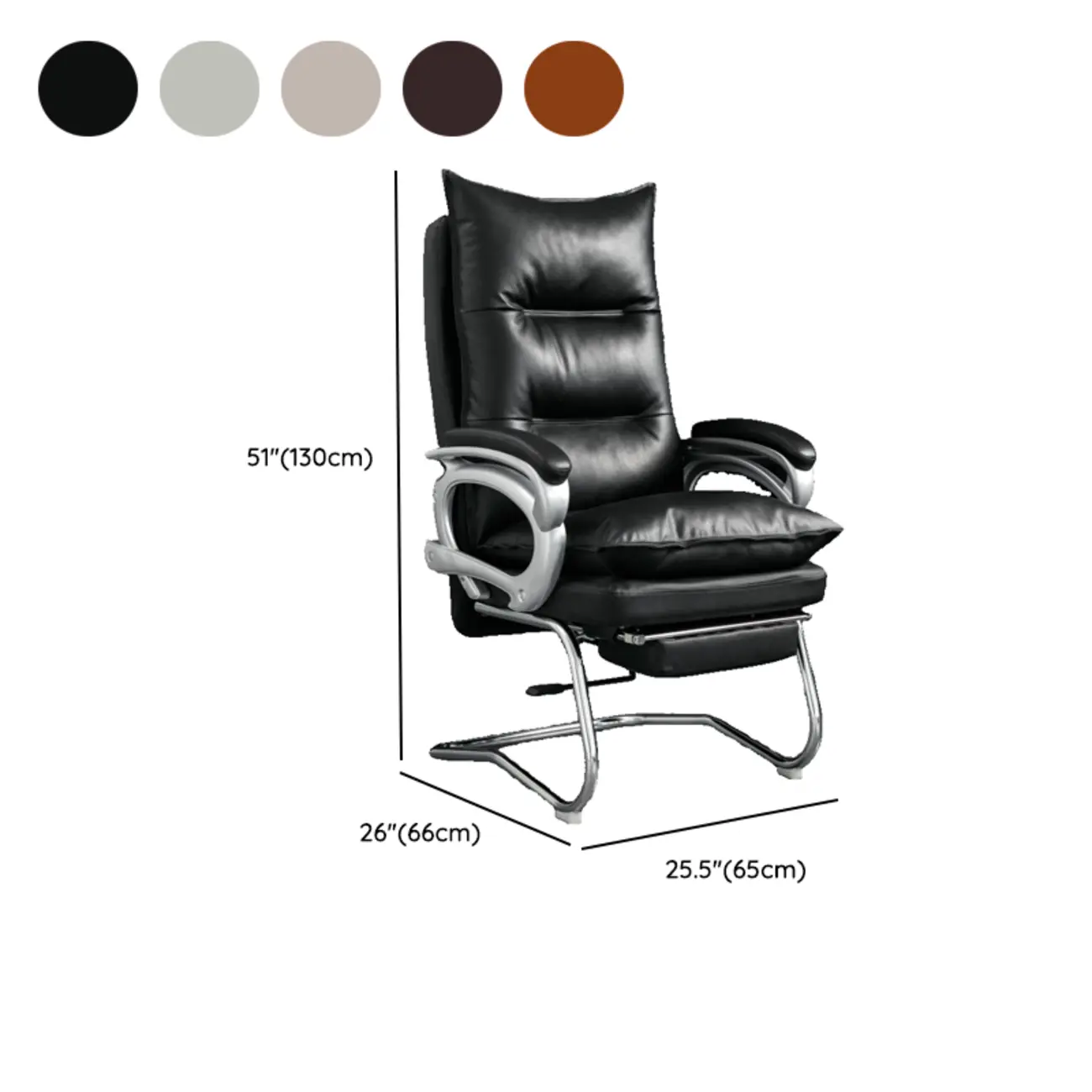 Elegant Brown Leather Reclining Executive Office Chair